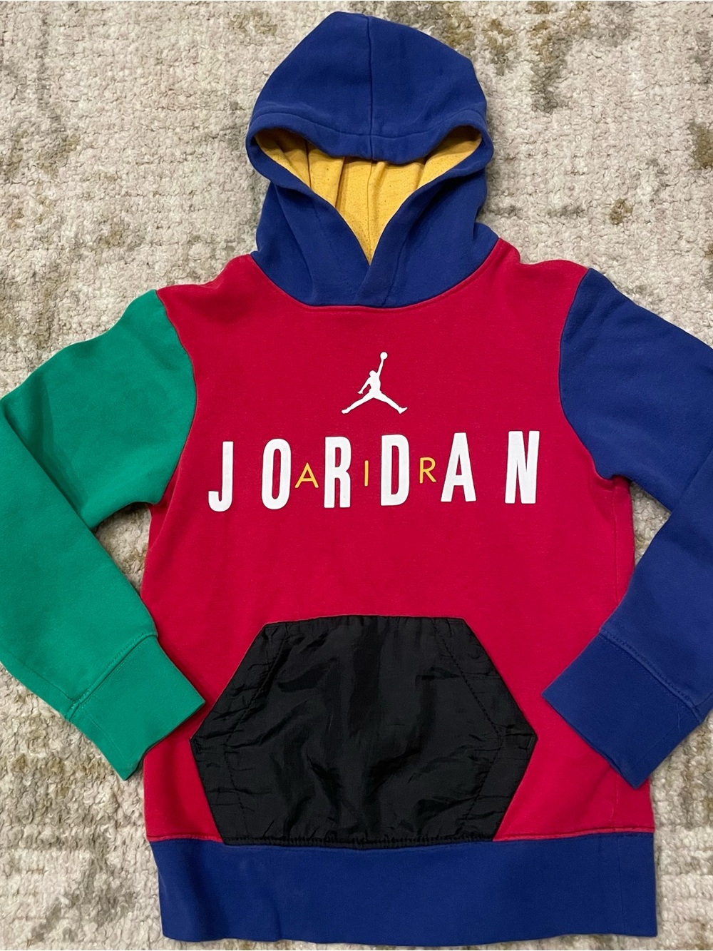Vintage Air Jordan Kids' Colorblock Pullover Hoodie - Red/Blue/Green